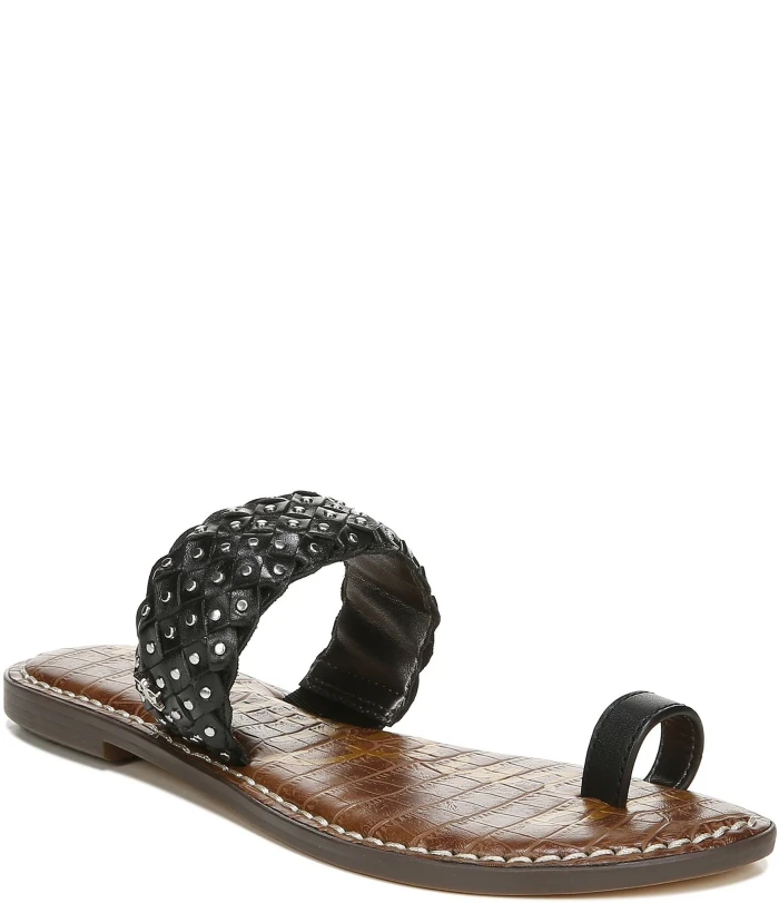 Germaine Woven Leather Toe Loop Sandals