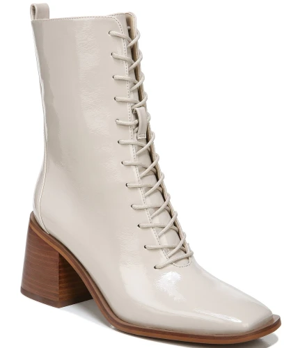 Westie Lace-Up Patent Square Toe Booties