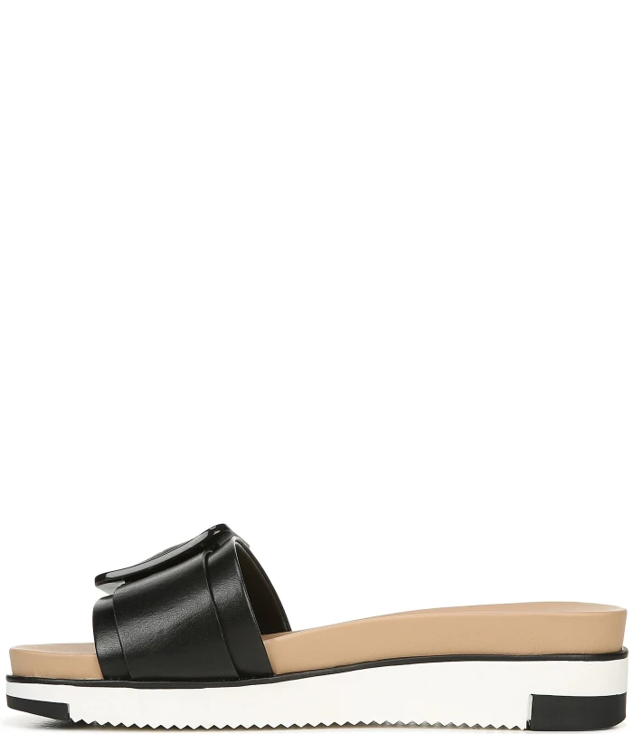 Ariane Leather Buckle Detail Platform Slide Sandals