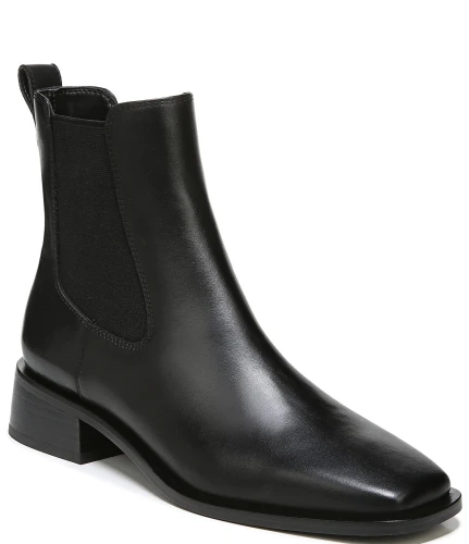 Thelma Leather Square Toe Chelsea Booties