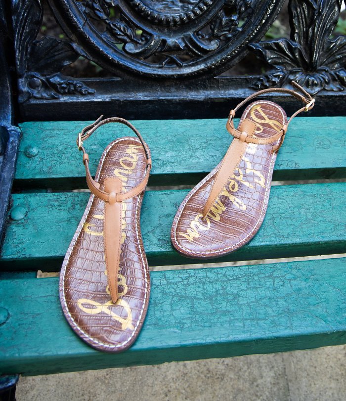 Gigi Leather T-Strap Sandals
