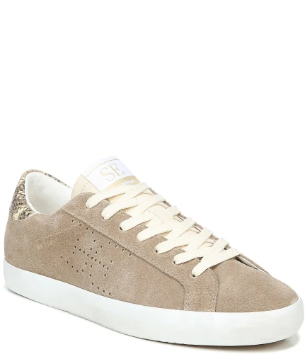 Aubrie Double E Perforated Suede Snake Print Sneakers
