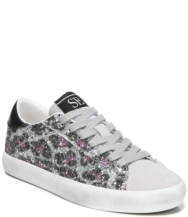 Girls' Aubrie Mini Animal Print Glitter Lace-Up Sneakers (Youth)