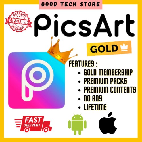 PicsArt Photo Editor Gold Genuine Warranty (iOS Android)