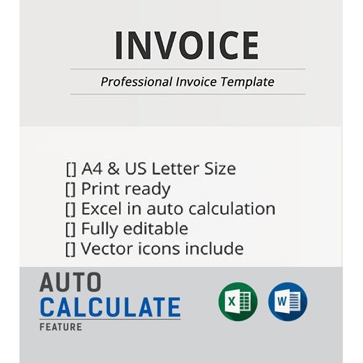 10 Sets Invoice Template Auto Calculation Microsoft Excel Microsoft Word | Templates Invois Excel