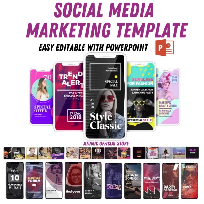 Social Media Video Marketing Sales Ads PowerPoint Templates Bundle Free Update | Template PowerPoint Marketing