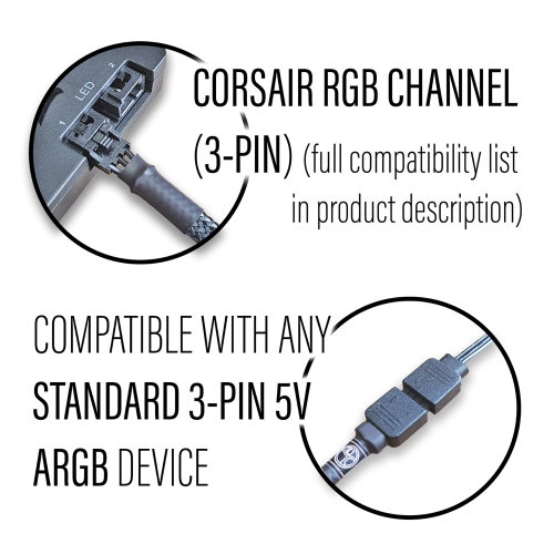 Motherboard Standard ARGB 3-pin 5V to Corsair RGB Adapter