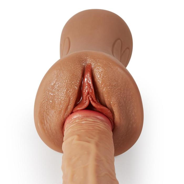 6.1 Bronzed Skin Realistic Clitoris Soft Pocket Pussy Stroker