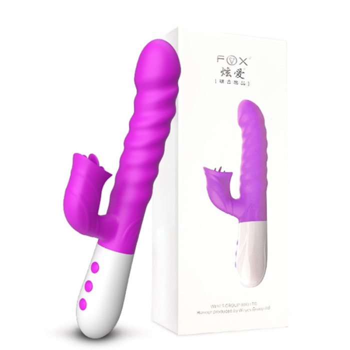 Double Tongue Vibrating dildo with Telescopic Rotating vibrators for woman Anal vaginal Clitoris Stimulator Adult suck sex toys