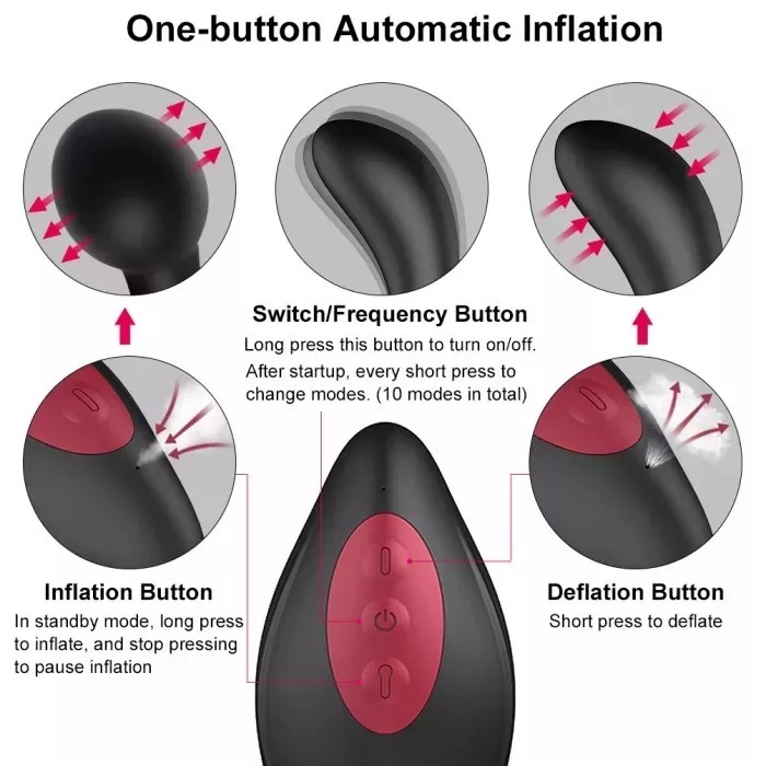 Sitmulab™ Inflatable Butt Plug Vibrator Wireless Remote Control Male Prostate Massager