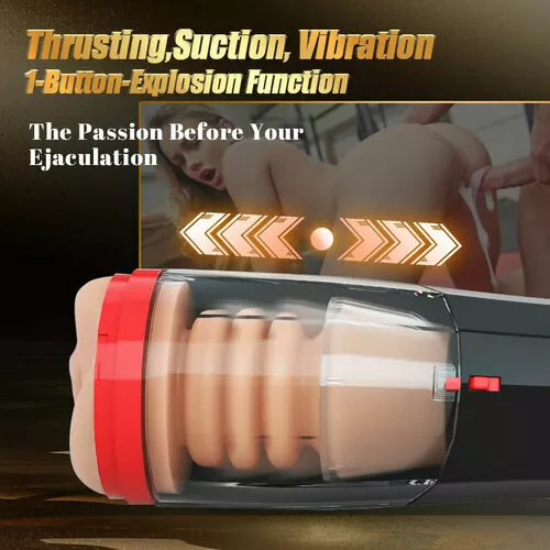 Automatic 10 Vibrating 5 Telescoping Rotating Male Masturbator