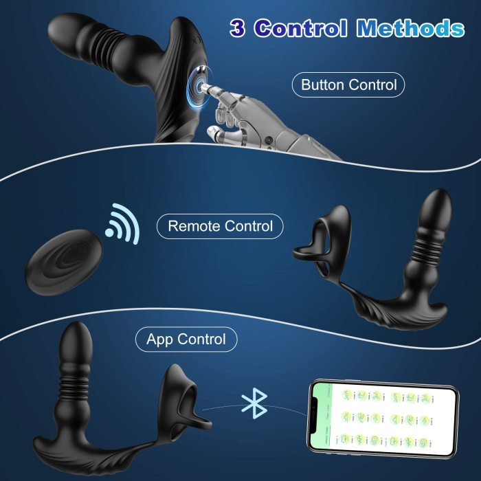 App & Remote Control Anal Sex Toy with 9 Thrusting & Vibrating Modes, Rechargeable Butt Plug G Spot Vibrator Adult Toy for Men Couples