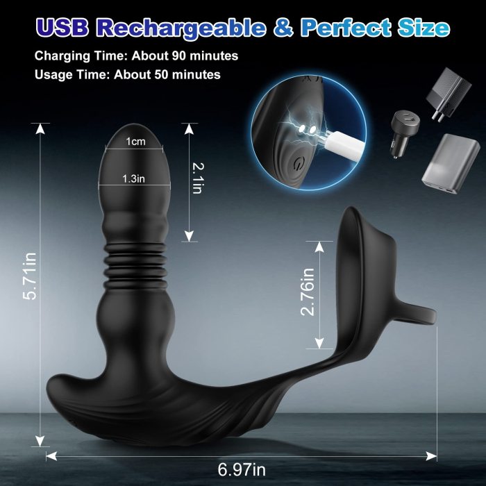 App & Remote Control Anal Sex Toy with 9 Thrusting & Vibrating Modes, Rechargeable Butt Plug G Spot Vibrator Adult Toy for Men Couples