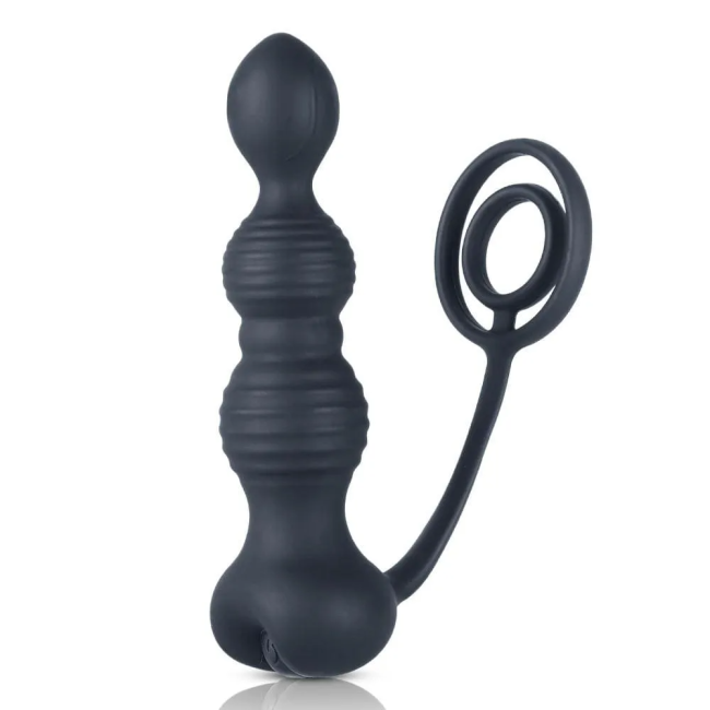 2 In 1 10-Speed Vibration Anal Beads with Cock Ring