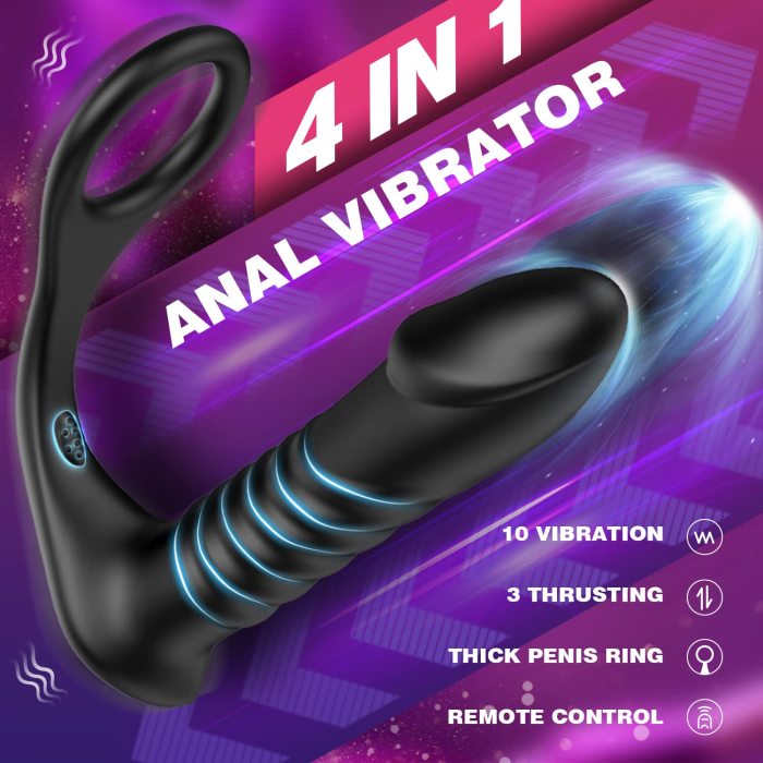 Sitmulab™ 10 Vibrating 3 Thrusting Remote Control Anal Vibrator