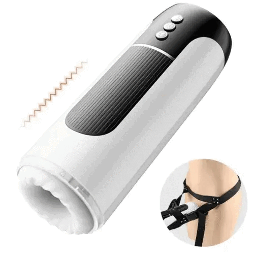 Wearable 7 Thrusting & Vibrating Heating Vocable Masturbation Cup
