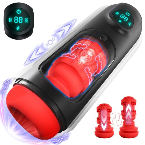 Male Masturbators 8 Vibrating & 8 Thrusting & LCD Display, Penis Pump Sex Machine Male Stroker Adult Sex Toys