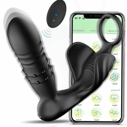 AnalEcstasy - Beads 9 Thrusting Remote Control Anal Vibrator With Cock Ring