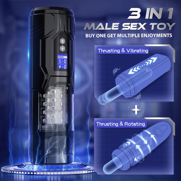 3 in 1 Thrusting and Rotating vibrating Male Masturbator Toy