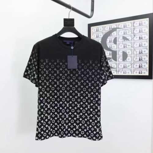 Black LVSE Monogram Gradient T-Shirt 23SS Adult 100% Cotton casual Print short sleeved Crewneck t shirt Tees Clothing oversized