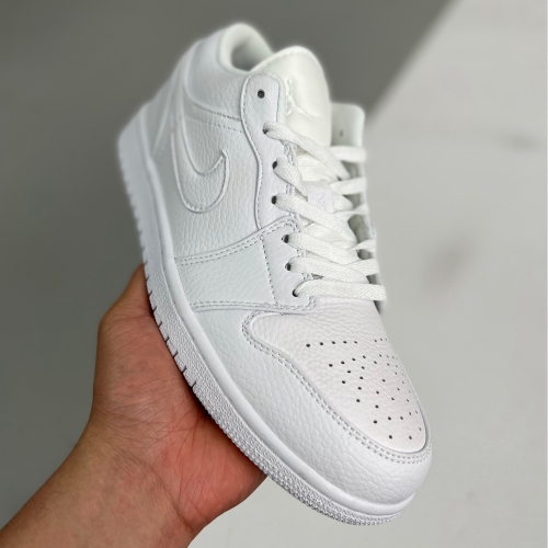 Nike adult Air Jordan 1 Low Triple White Tumbled Leather