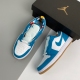 Nike adult air Jordan 1 Low SE Barcelona Cyber Teal blue and white