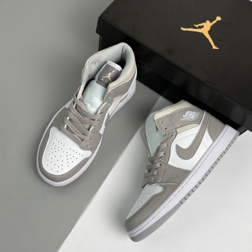 Nike adult air Jordan 1 Mid Linen grey and white