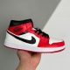 Nike adult Air Jordan 1 Mid Obsidian red and white