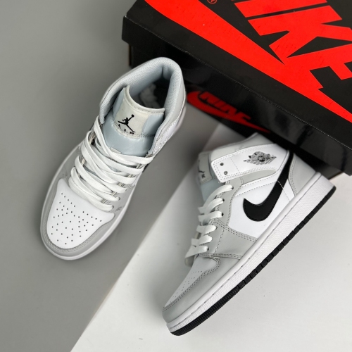 Nike adult air Jordan 1 Mid Light Smoke Grey and white