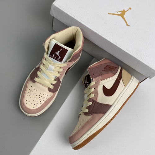 Nike adult air Jordan 1 Mid SE Pink and brown