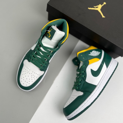 Nike adult air Jordan 1 Mid Sonics (2021) green and white