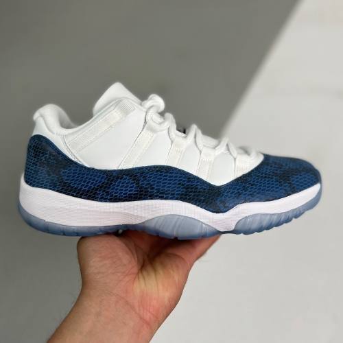 Nike adult air Jordan 11 Retro Low Snake Navy (2019) white and blue