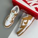 adult SB Dunk Low Light Cognac light brown and white
