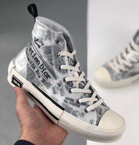 Dior adult B23 High Top Logo Oblique Sneakers shoes black and white