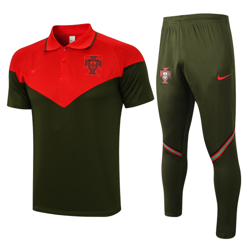 Nike Portugal 2021-2022 Mens Polo Shirts Soccer Jersey Shirt Quick Dry Casual Short Sleeve trousers suit