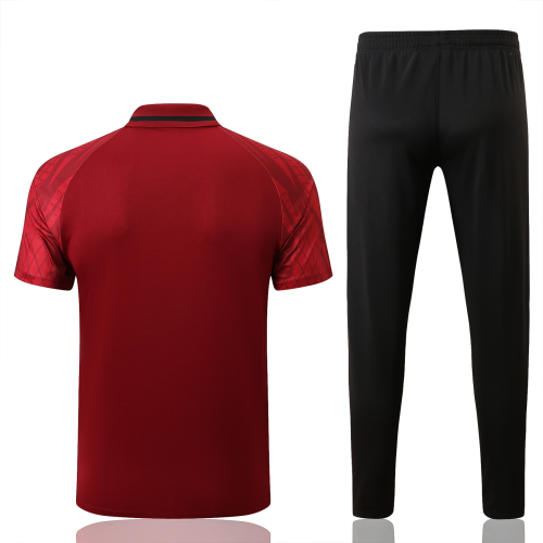 Portugal 2022-2023 Mens Polo Shirts Soccer Jersey Shirt Quick Dry Casual Short Sleeve trousers suit wine red