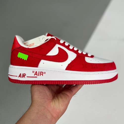 Louis Vuitton adult Nike Air Force 1 Low By Virgil Abloh shoes White Red
