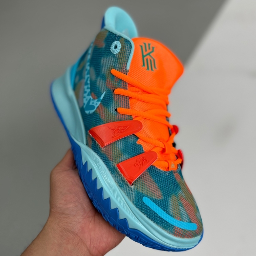 adult Kyrie 7 Sneaker Room Fire and Water blue orange