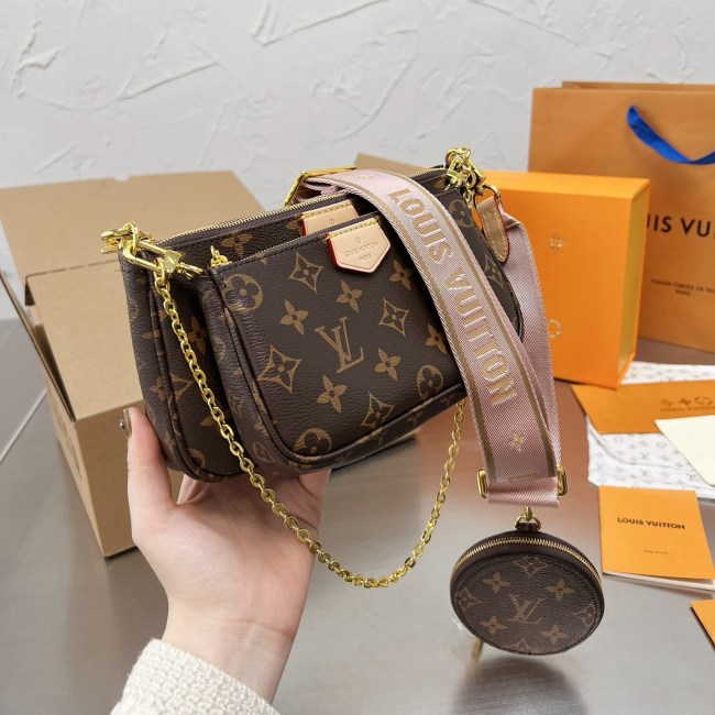 original Multi Pochette Accessoires Monogram Rose Clair 23CM