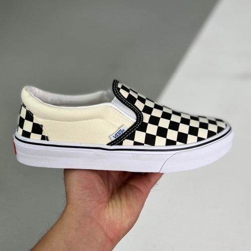 Vans adult Slip-on checkerboard low top casual shoes black beige