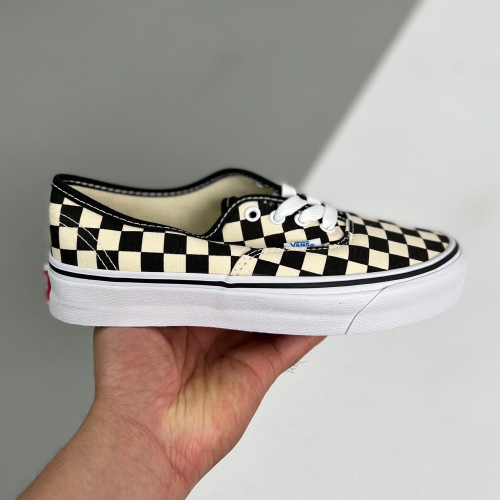 Vans adult Authentic checkerboard low top casual shoes black beige