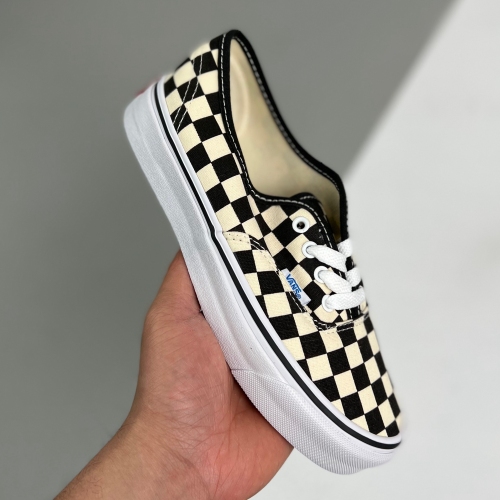Vans adult Authentic checkerboard low top casual shoes black beige