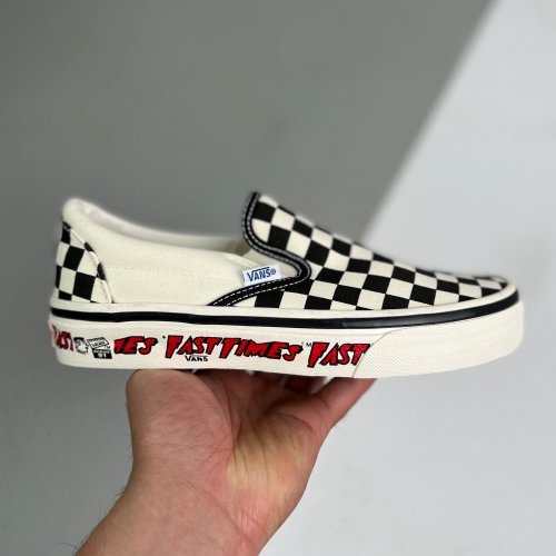 Vans adult Anaheim Factory Slip-On checkerboard Low-Top Casual Skateboard Shoes black white