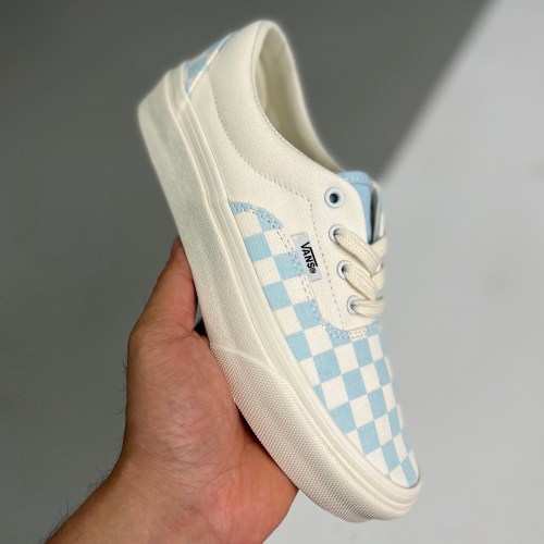 adult Era asymmetrical checkerboard low top Casual Canvas checkered Skateboard Shoes blue white