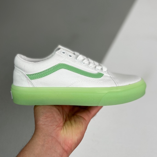 Vans adult Old Skool Low-Top Casual Skateboard Shoes white green