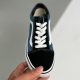 adult Old Skool Classic low-top canvas skateboard shoes black blue