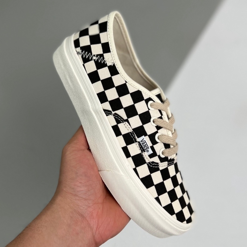 Vans adult Authentic checkerboard Casual Canvas Skateboard Shoes black beige