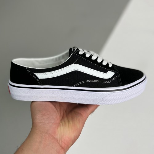 adult Classic Old Skool mule Low Top Casual Skateboard Shoes black white