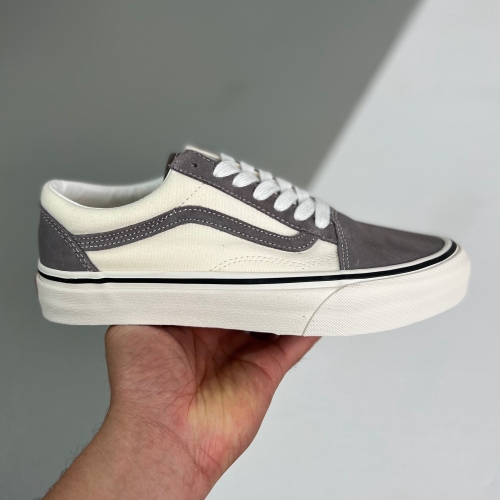 Vans adult Old Skool low top Casual Canvas Skateboard Shoes grey white