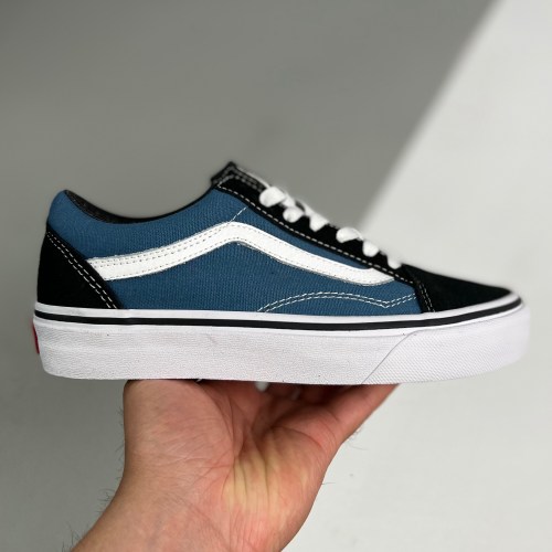 adult Old Skool Classic low-top canvas skateboard shoes black blue